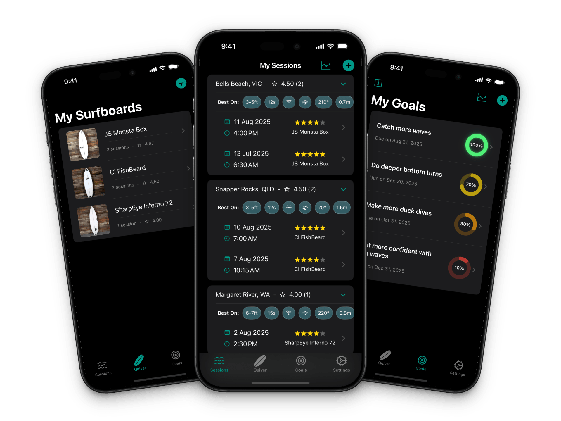 Surf Log app interface