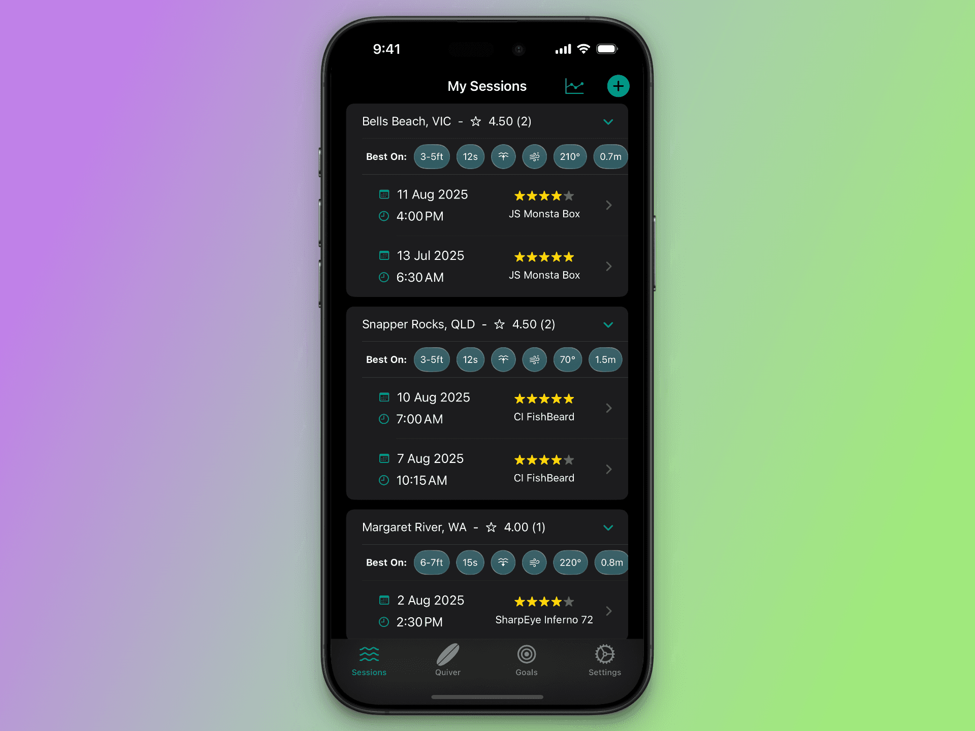 Logging a surf session